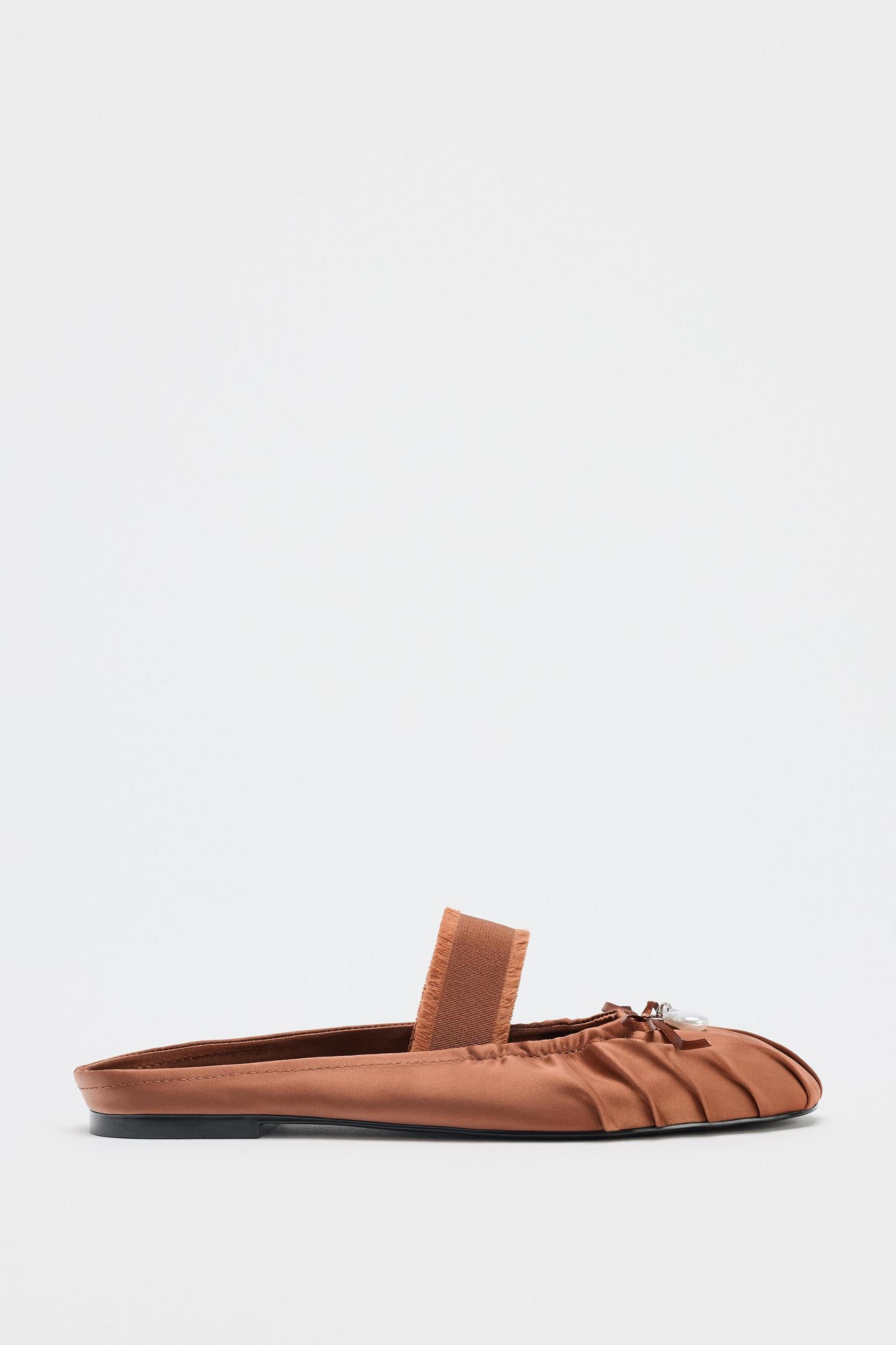 SATIN EFFECT SLINGBACK SHOES Product Image