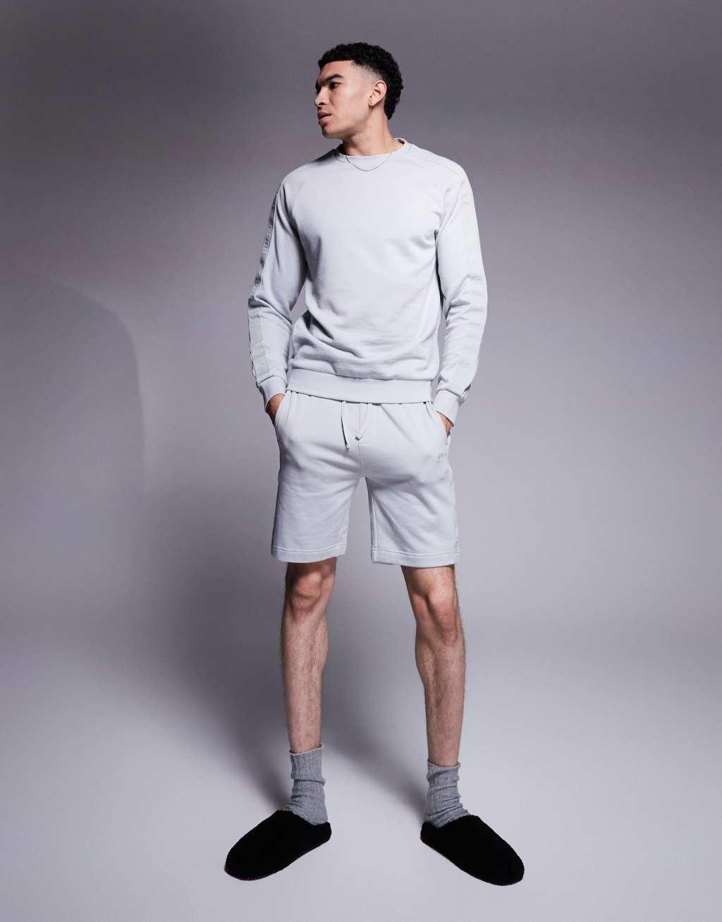 HUGO Bodywear tonal logo sweatshirt in gray - part of a set Product Image