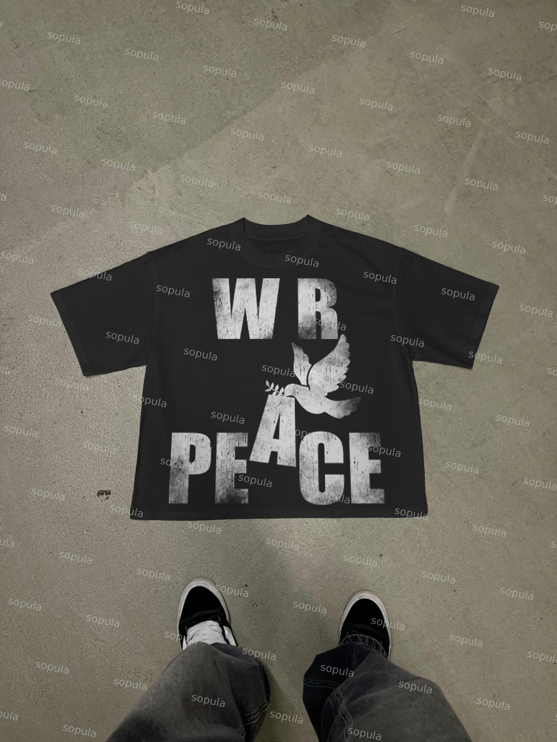 Dove Of Peace Slogan Vintage Graphic Cropped T-shirt Product Image