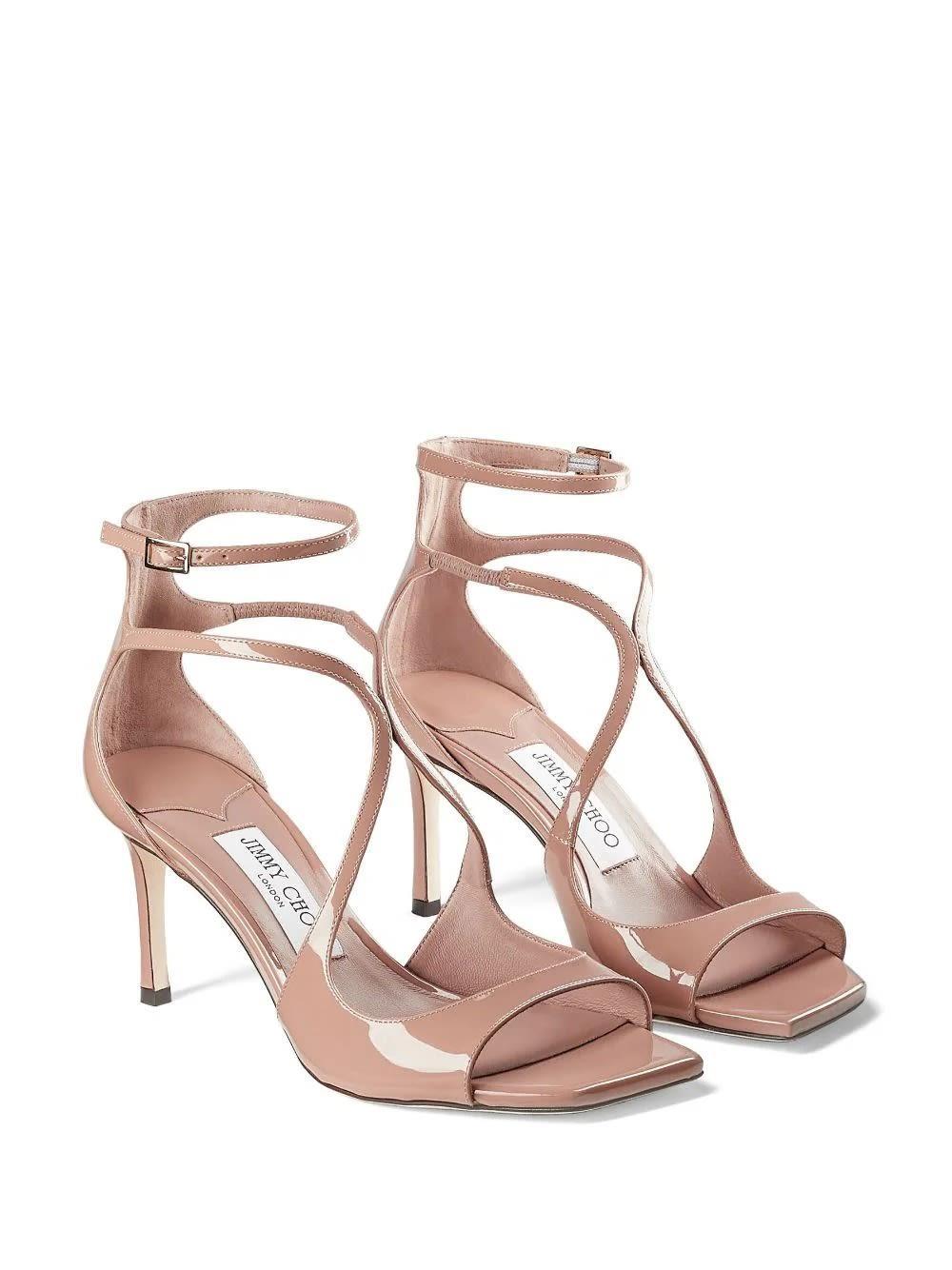 JIMMY CHOO Azia 75 Sandals In Pastel Pink Patent Leather In Neutro Product Image