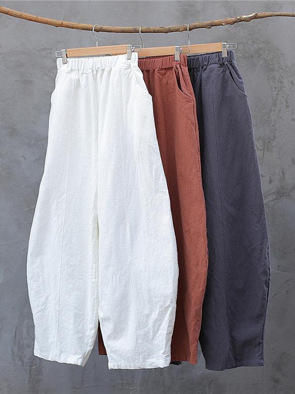 Simple High Waisted Solid Color Wide Leg Pants Product Image