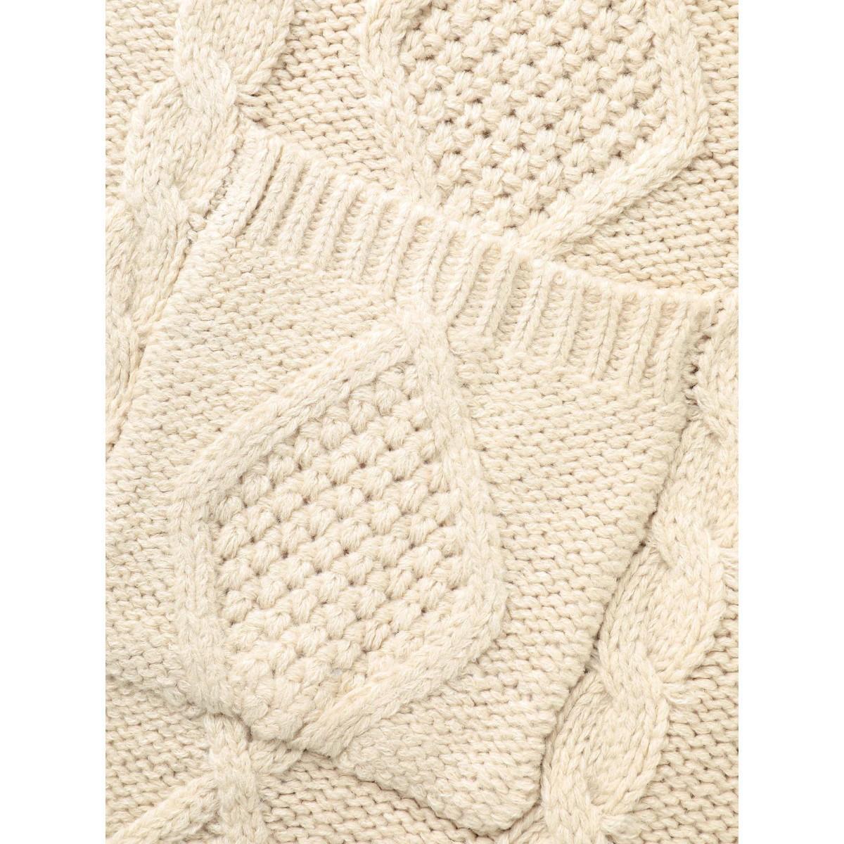 Plus Size Cable Knit Drop Shoulder Pocket Cardigan WhiteSmoke Women Casual Loose Sleeveless Everyday Cardigans BloomChic 22-24/3X Product Image
