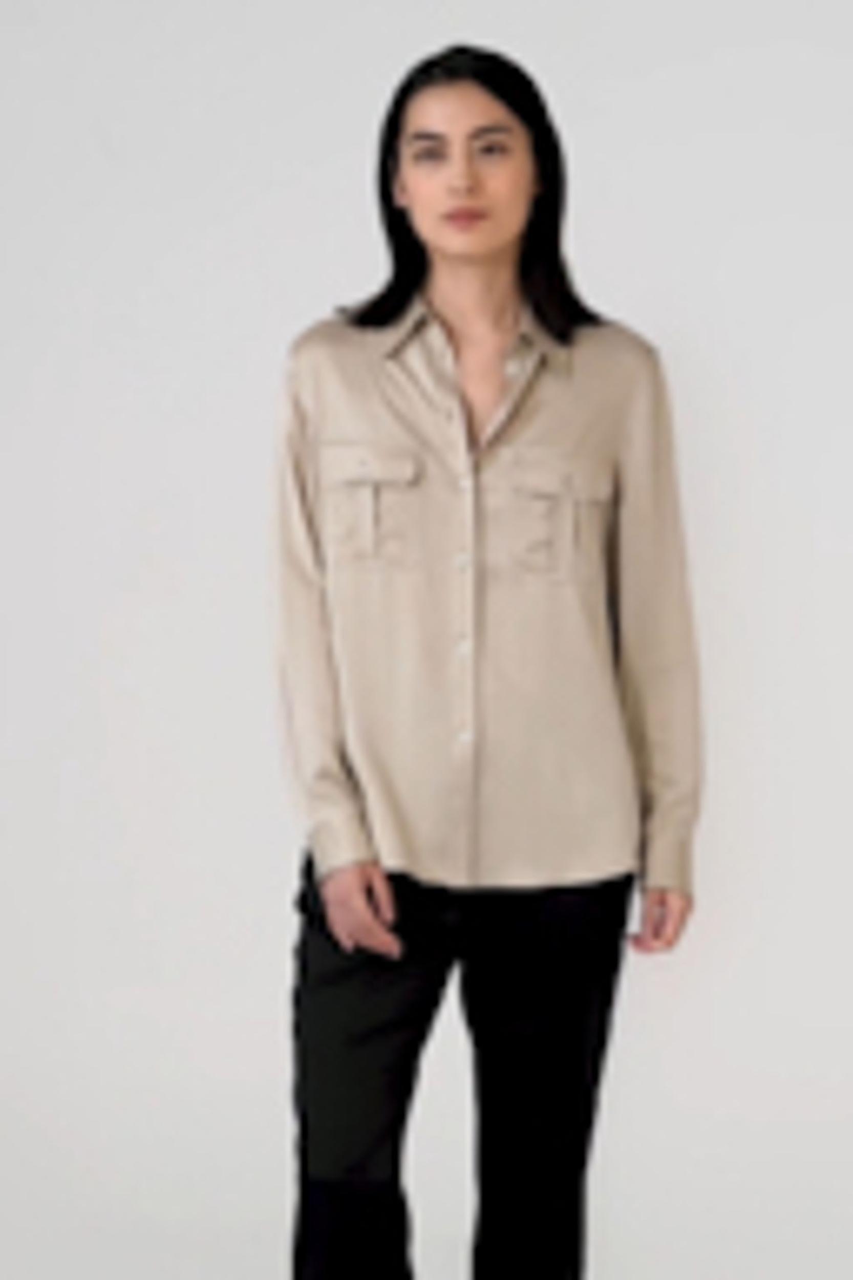 Sandwashed Silk Shirt With Epaulettes Product Image