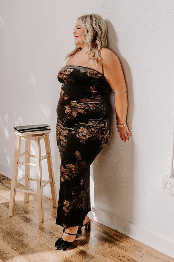 Charmed Moments Velvet Floral Maxi Dress Curves Product Image