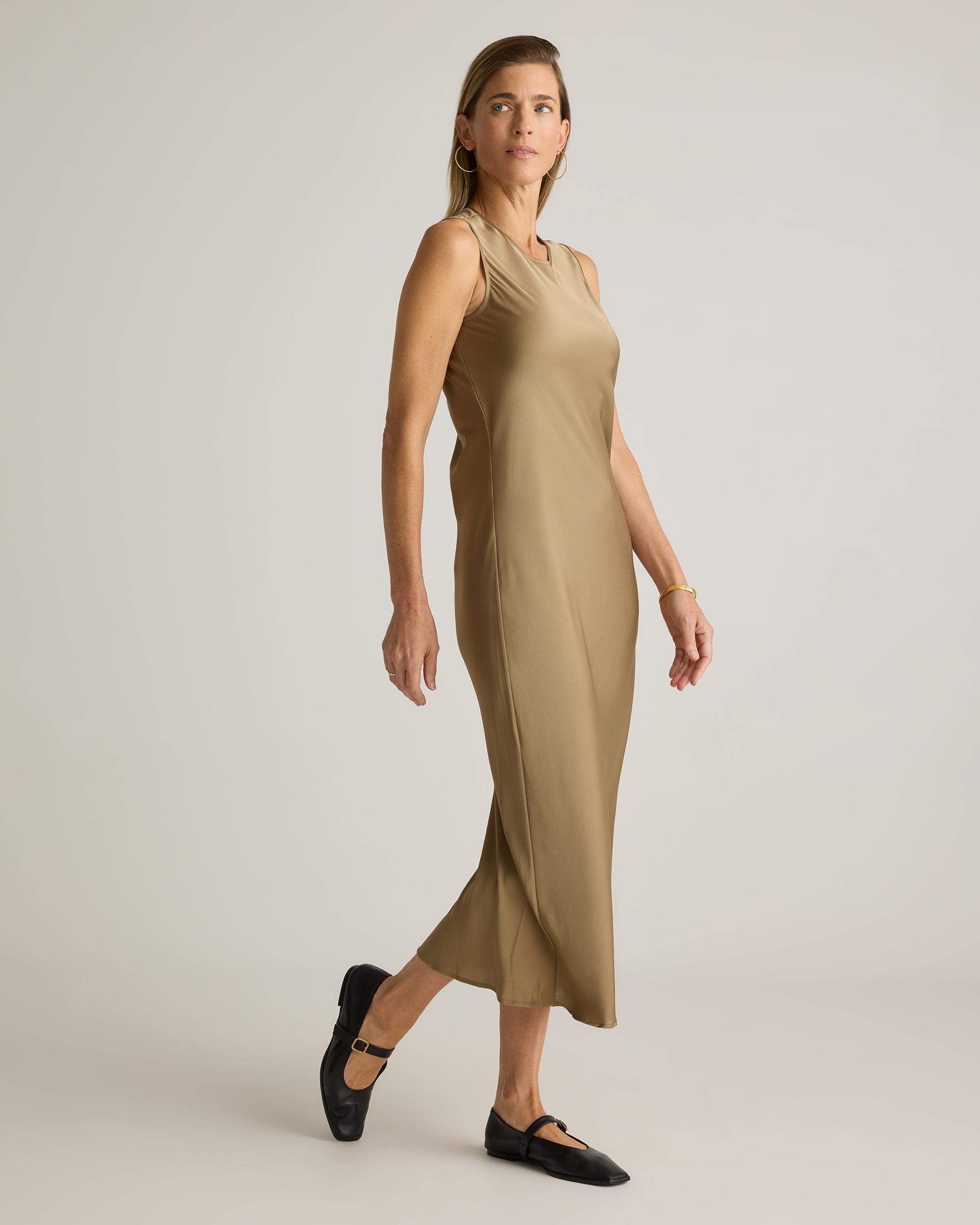 Quince | Women's Washable Stretch Silk Tank Top Midi Dress Product Image
