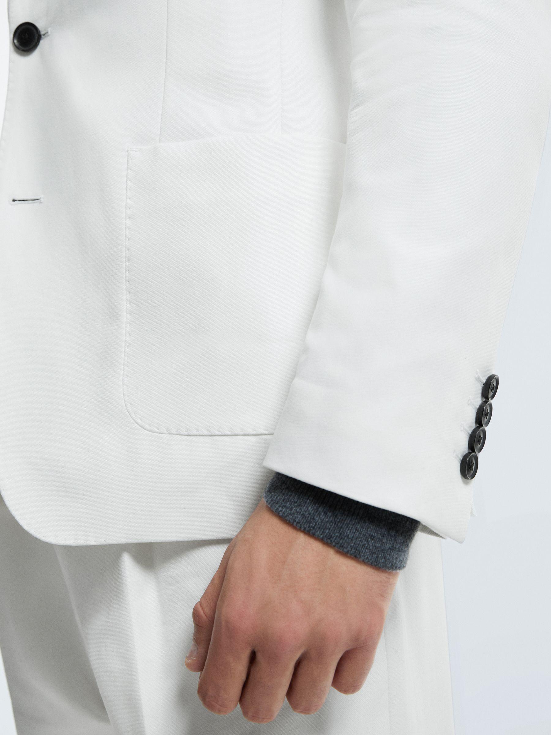 Atelier Sea Island Cotton Slim Fit Single Breasted Blazer in White Product Image