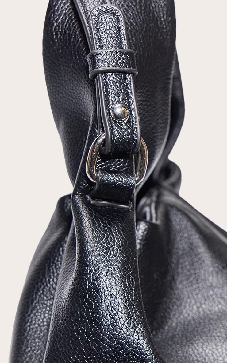 Black Slouchy Mini Pu Handbag Product Image