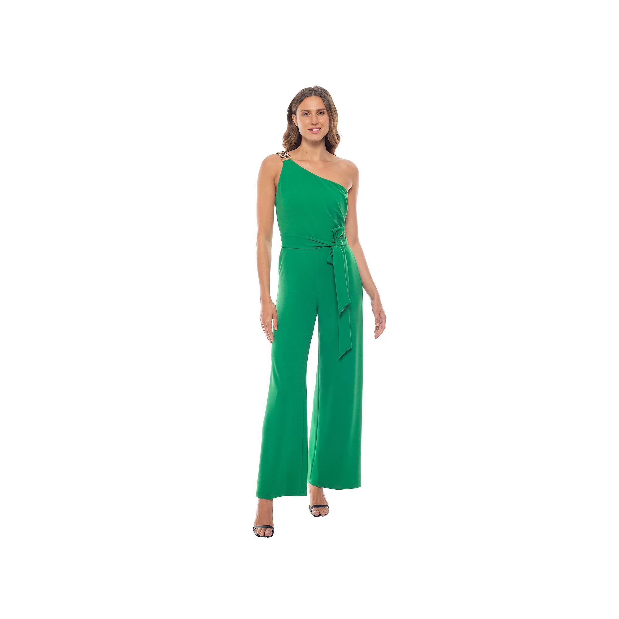 Women's Marina One-Shoulder Chain Jumpsuit, Size: Large, Kelly Green Product Image