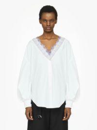 V-NECK LACE TRIM SHIRT in white | JW Anderson US  Product Image