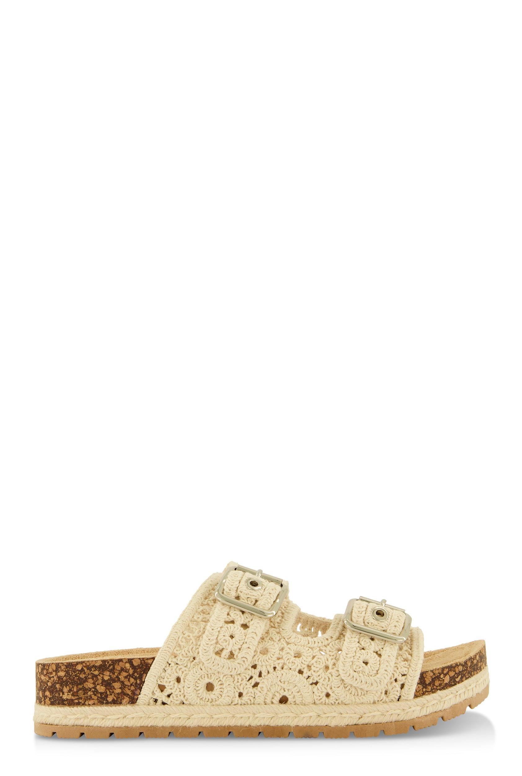 Womens Crochet Double Buckle Espadrille Footbed Sandals Product Image
