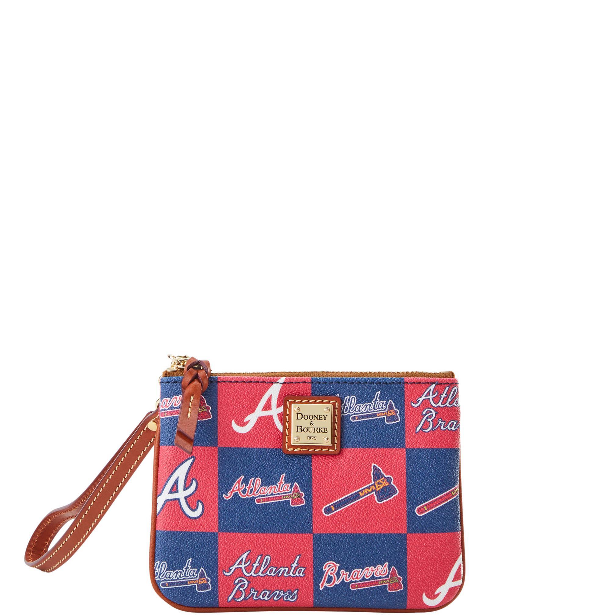 Dooney & Bourke Womens MLB Braves Stadium Coated Cotton Wristlet in Navy Product Image