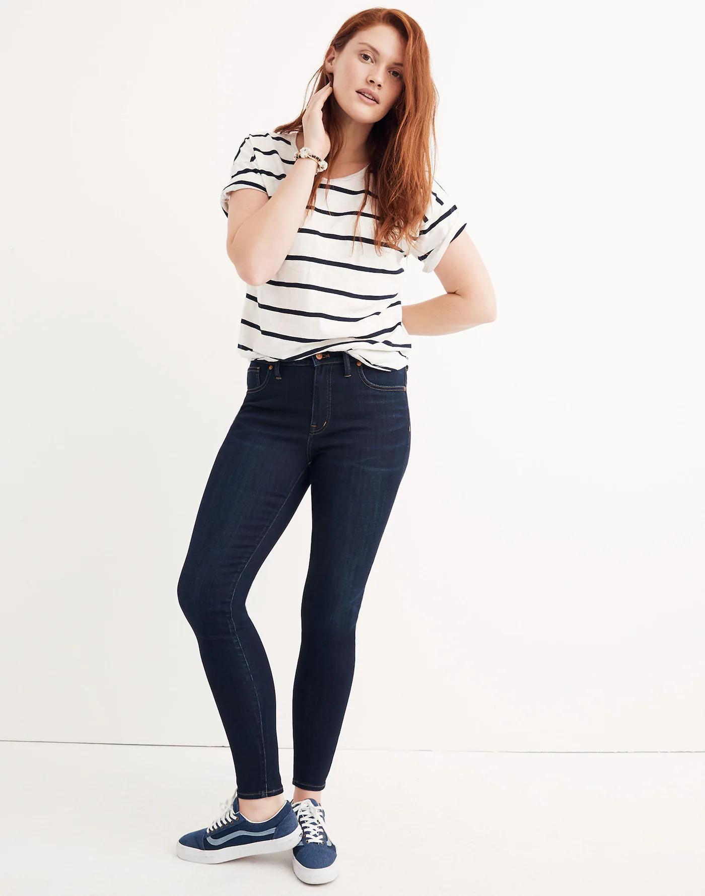 Taller 9" Mid-Rise Skinny Jeans in Larkspur Wash: TENCEL™ Denim Edition Product Image