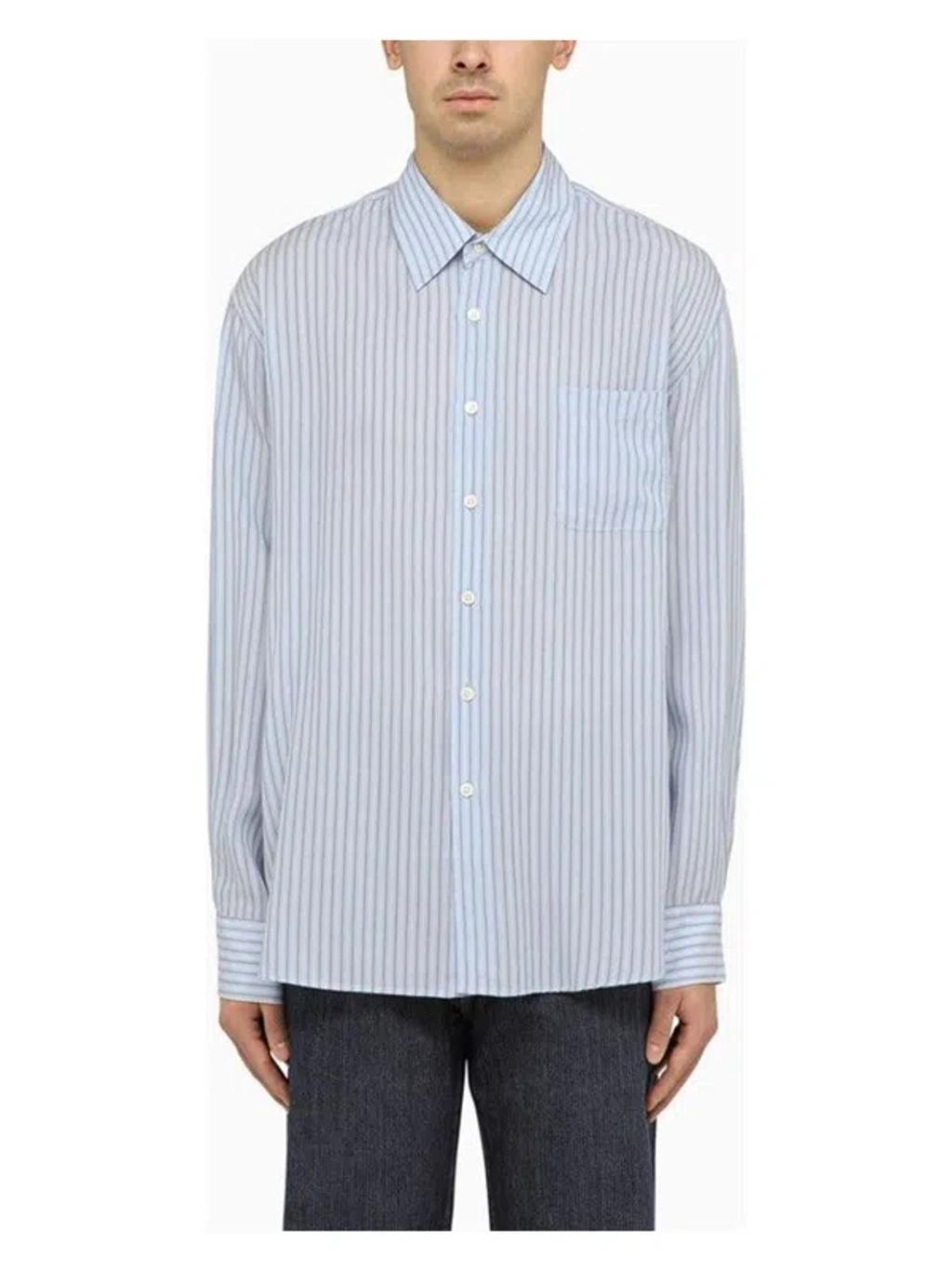 OUR LEGACY Above Striped Shirt In Blue Product Image