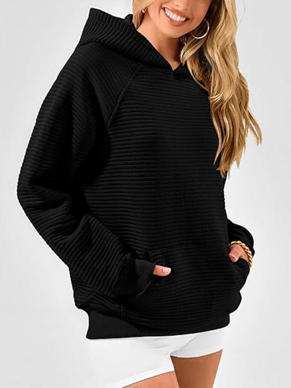 Hooded Long Sleeves Pockets Solid Color Split-Joint Hoodies Tops Product Image