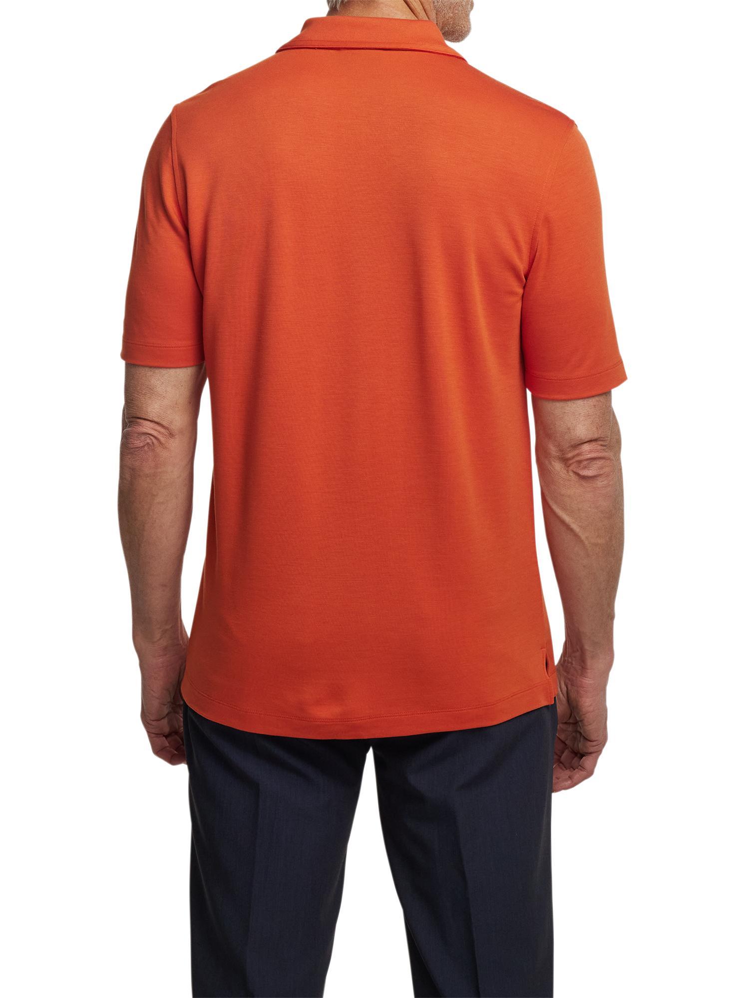 Lyocell Blend Quarter Zip Polo - Rust Product Image