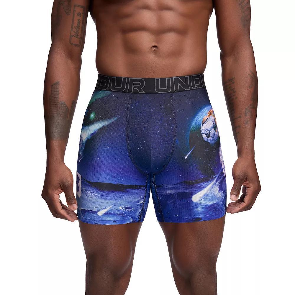 Men's Under Armour 6-Inch Performance Tech Mesh Graphic Boxer Brief, Size: XL, Black Navy Product Image