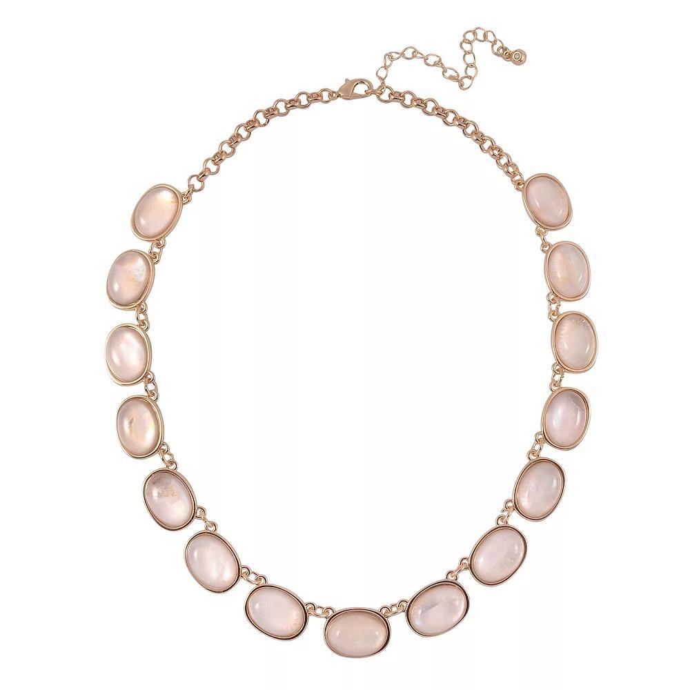 Emberly Gold Tone Cabochon Collar Necklace, Women's, White Product Image