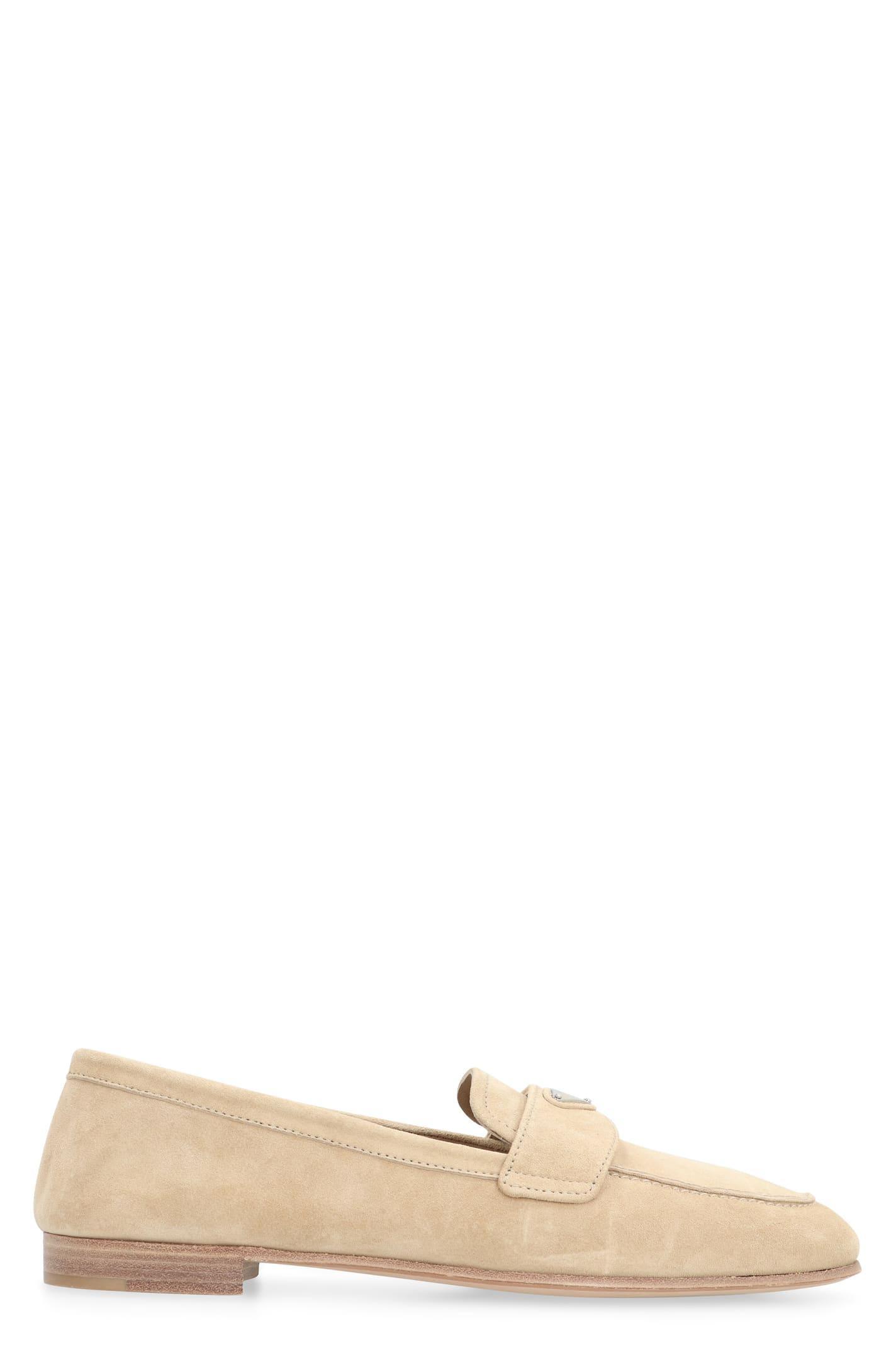 Suede Logo Loafers In Cream Product Image