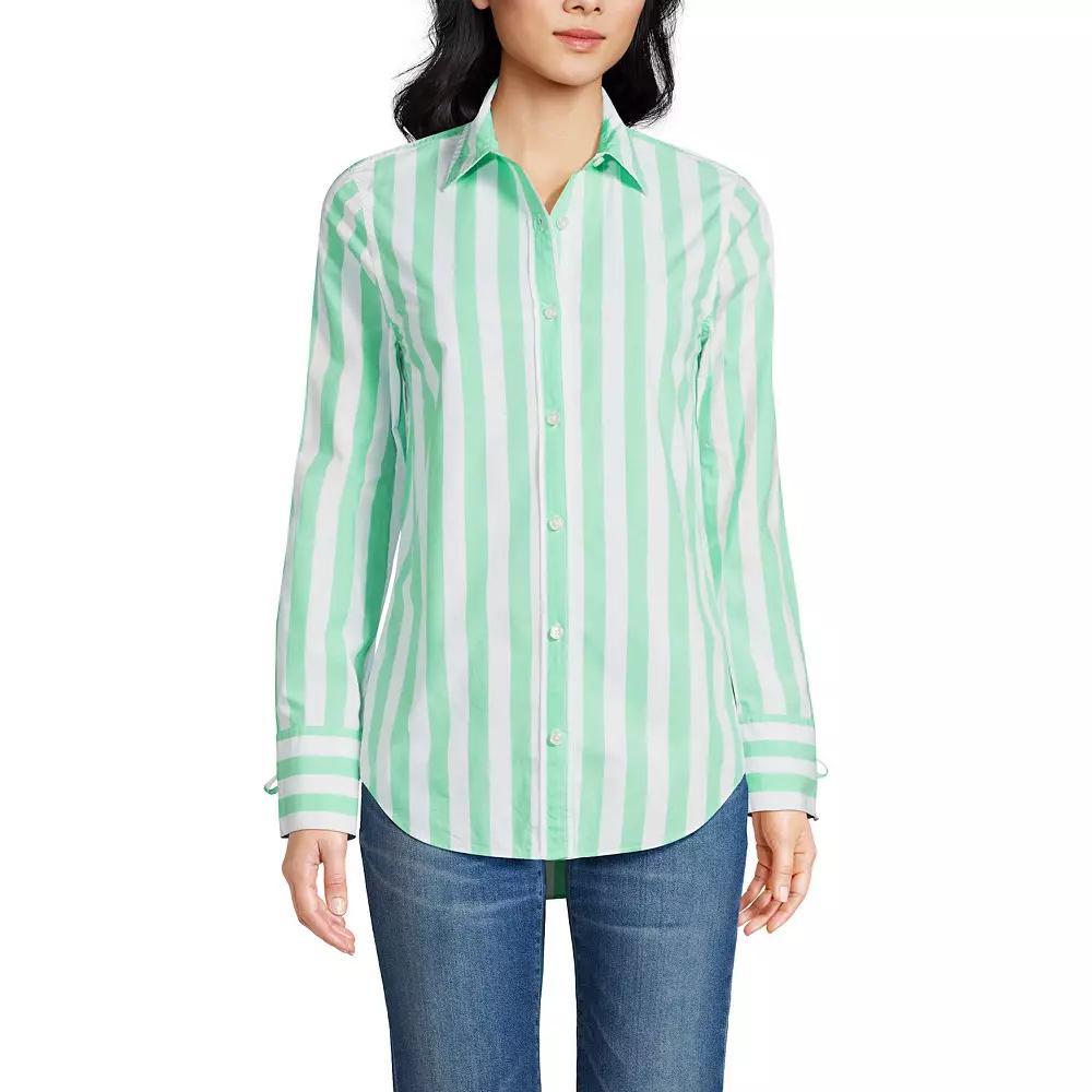 Women's Lands' End Poplin Tie Sleeve Shirt, Size: XL, White Product Image