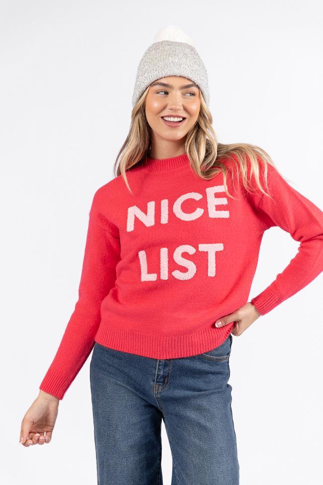 Nice List Red Crew Neck Sweater  FINAL SALE Product Image
