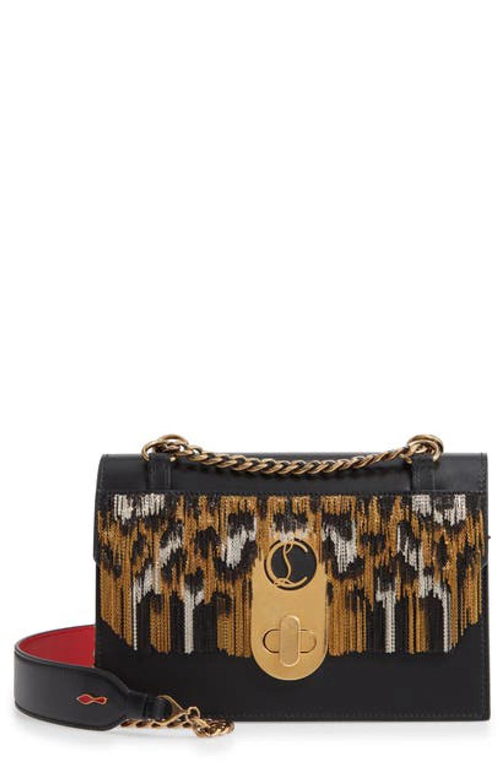 CHRISTIAN LOUBOUTIN Elisa Small Chain Leo Calf P Shoulder Bag In Black/ Brown Product Image