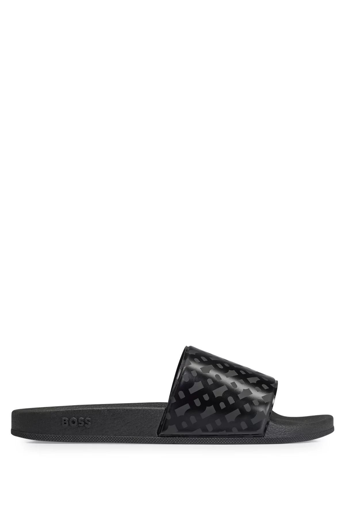 Boss Italian-Made Slides with Monogram Strap Product Image