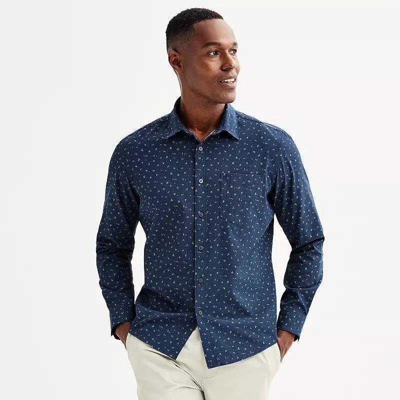 Men's FLX Performance Untucked-Fit Long Sleeve Button Down Shirt, Size: XL, Flagstone Product Image