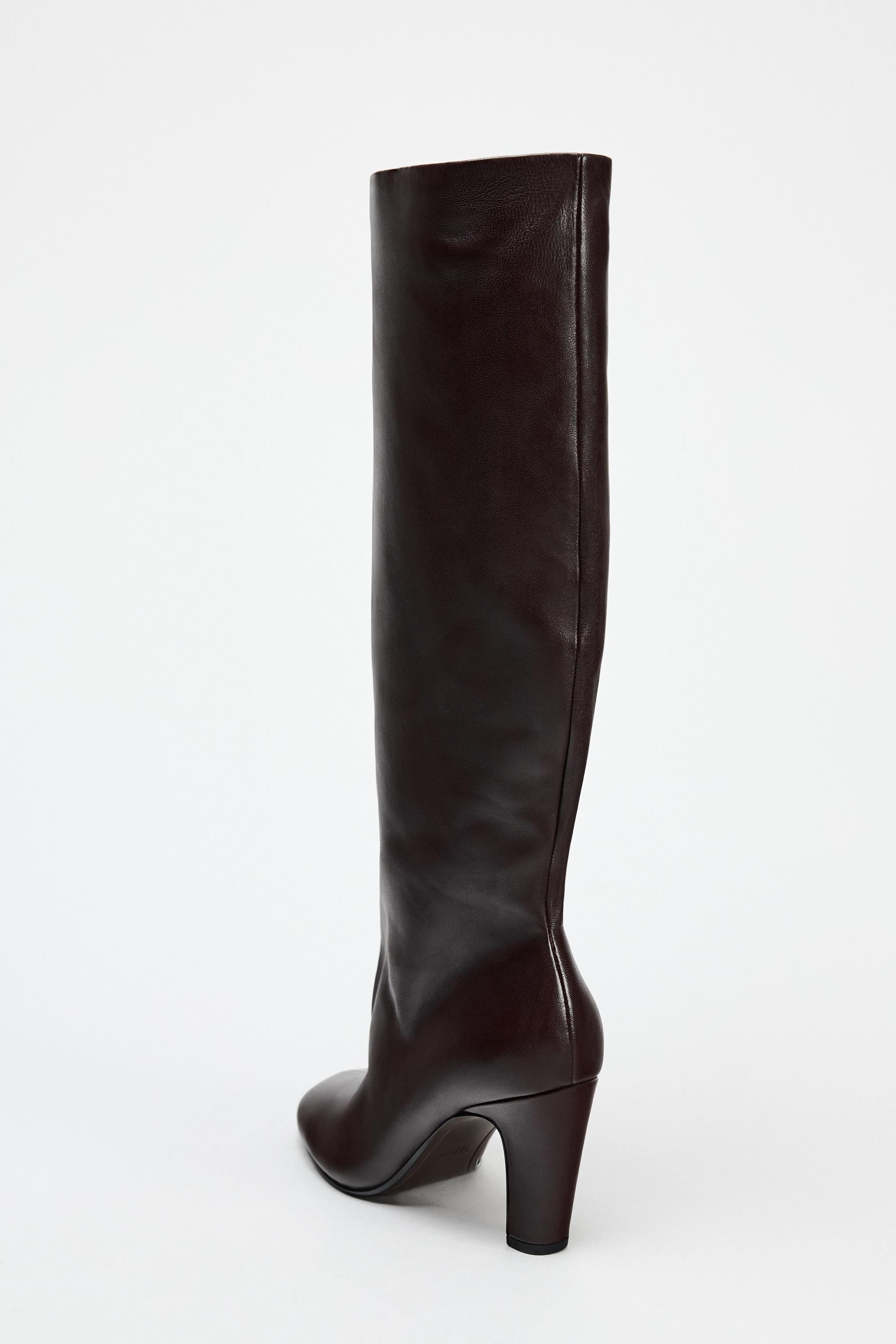 WIDE SHAFT LEATHER BOOTS Product Image