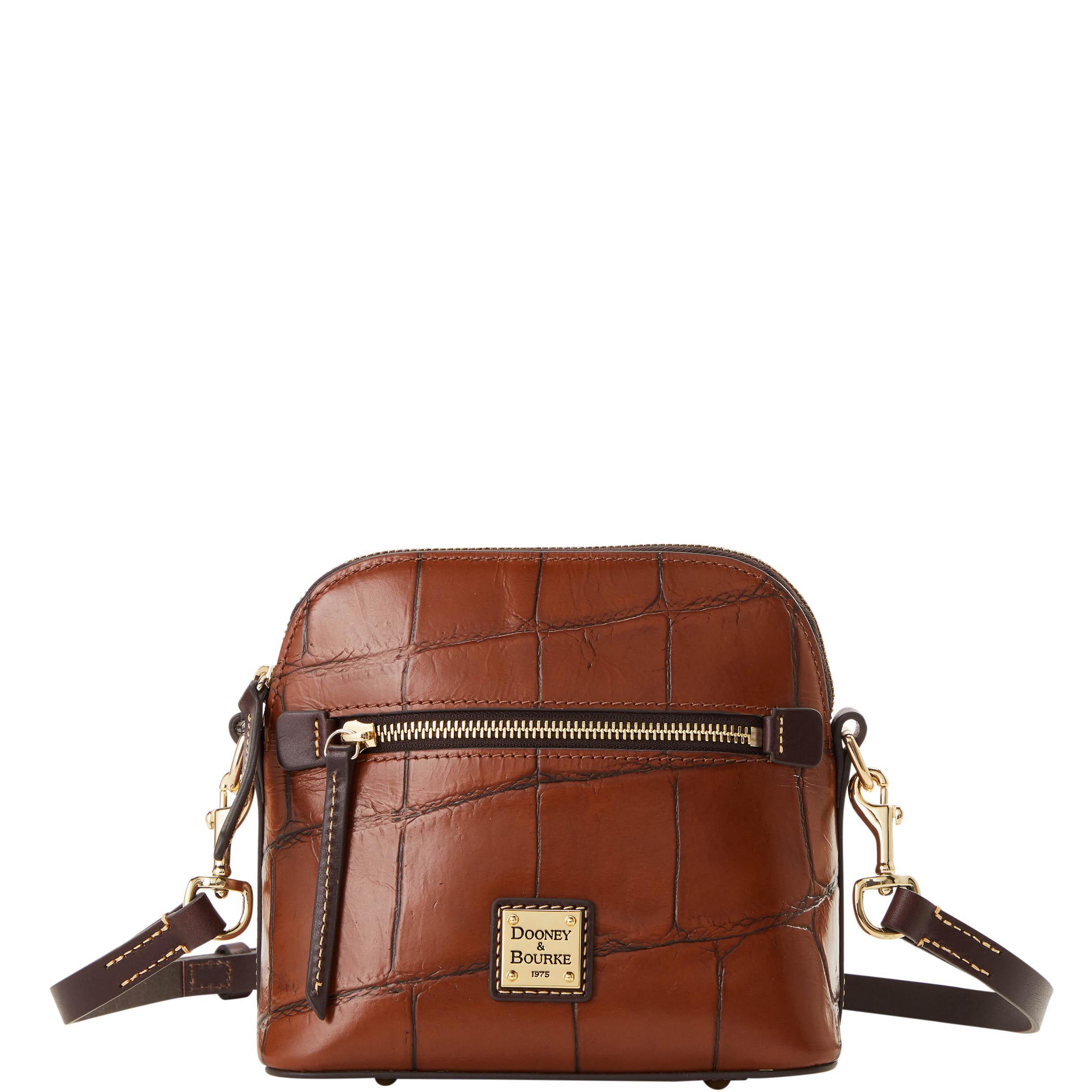Dooney & Bourke Womens Denison Domed Crossbody Leather Shoulder Bag in Cognac Product Image