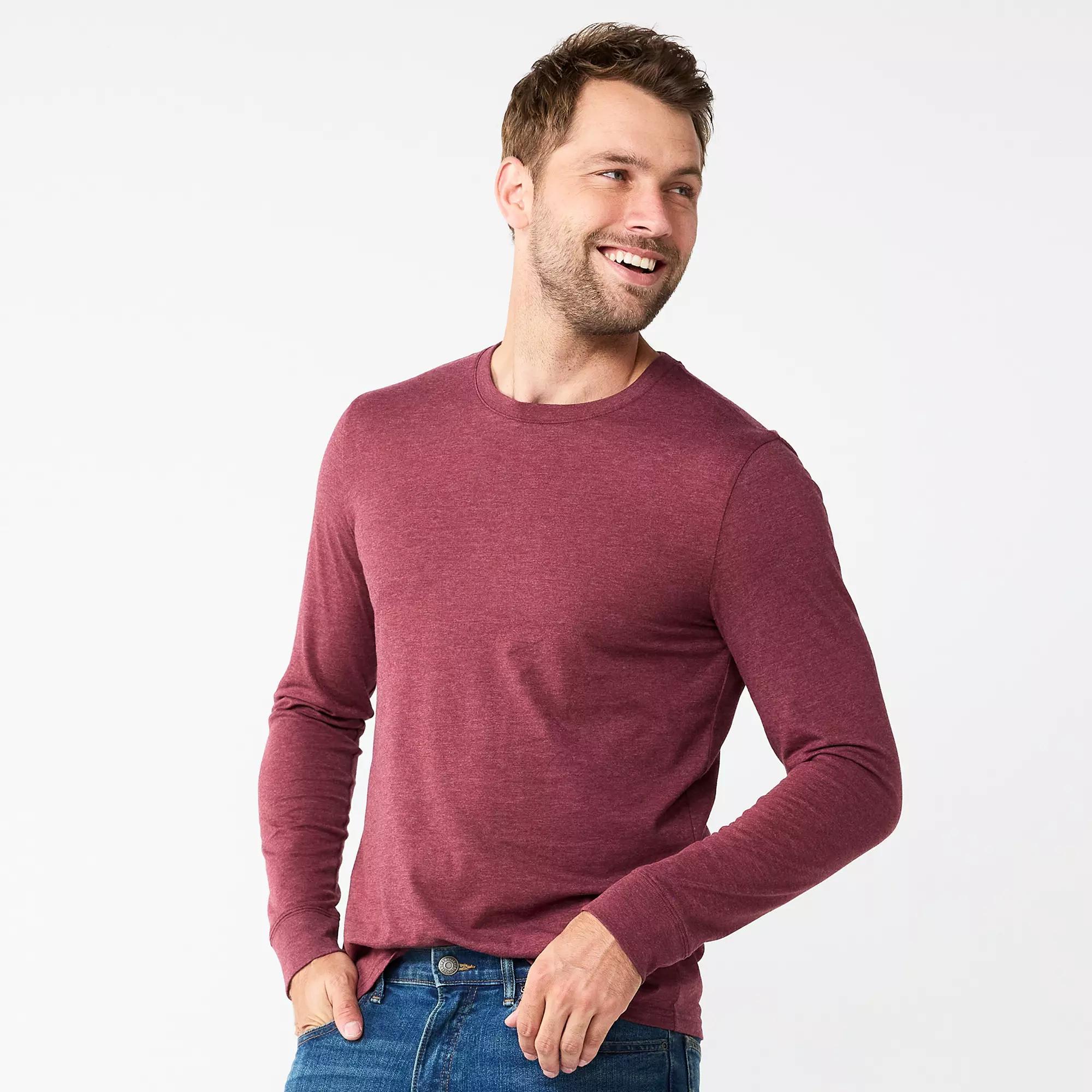 Men's Sonoma Goods For Life® Supersoft Long Sleeve Crewneck Tee, Size: Small, Grey Product Image