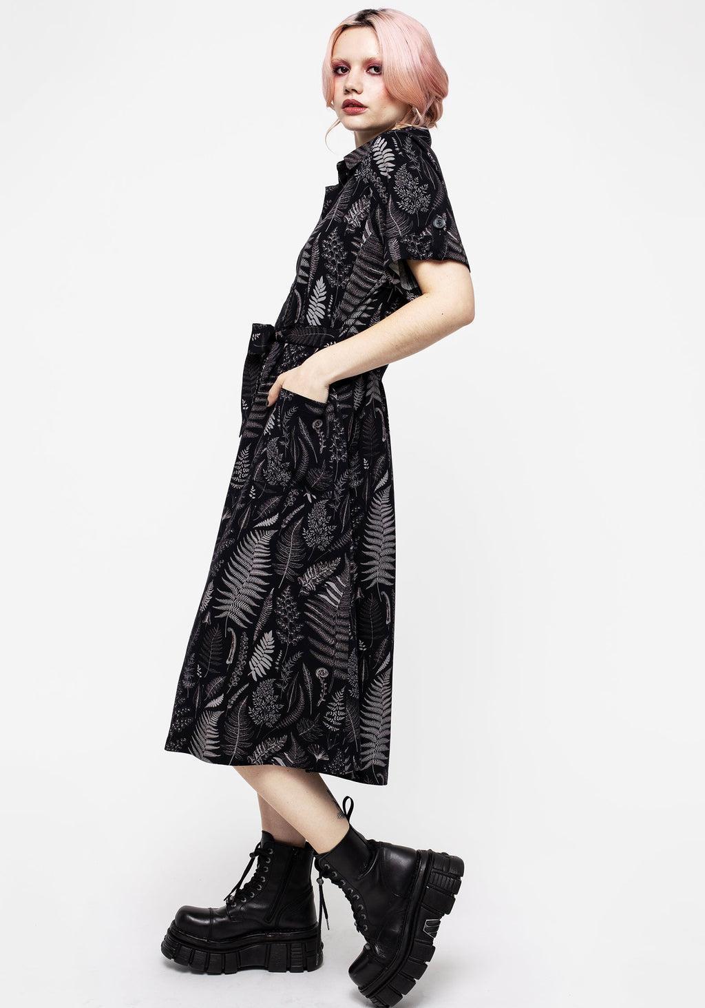 Maidenhair Midi Short Sleeve Shirt Dress Product Image