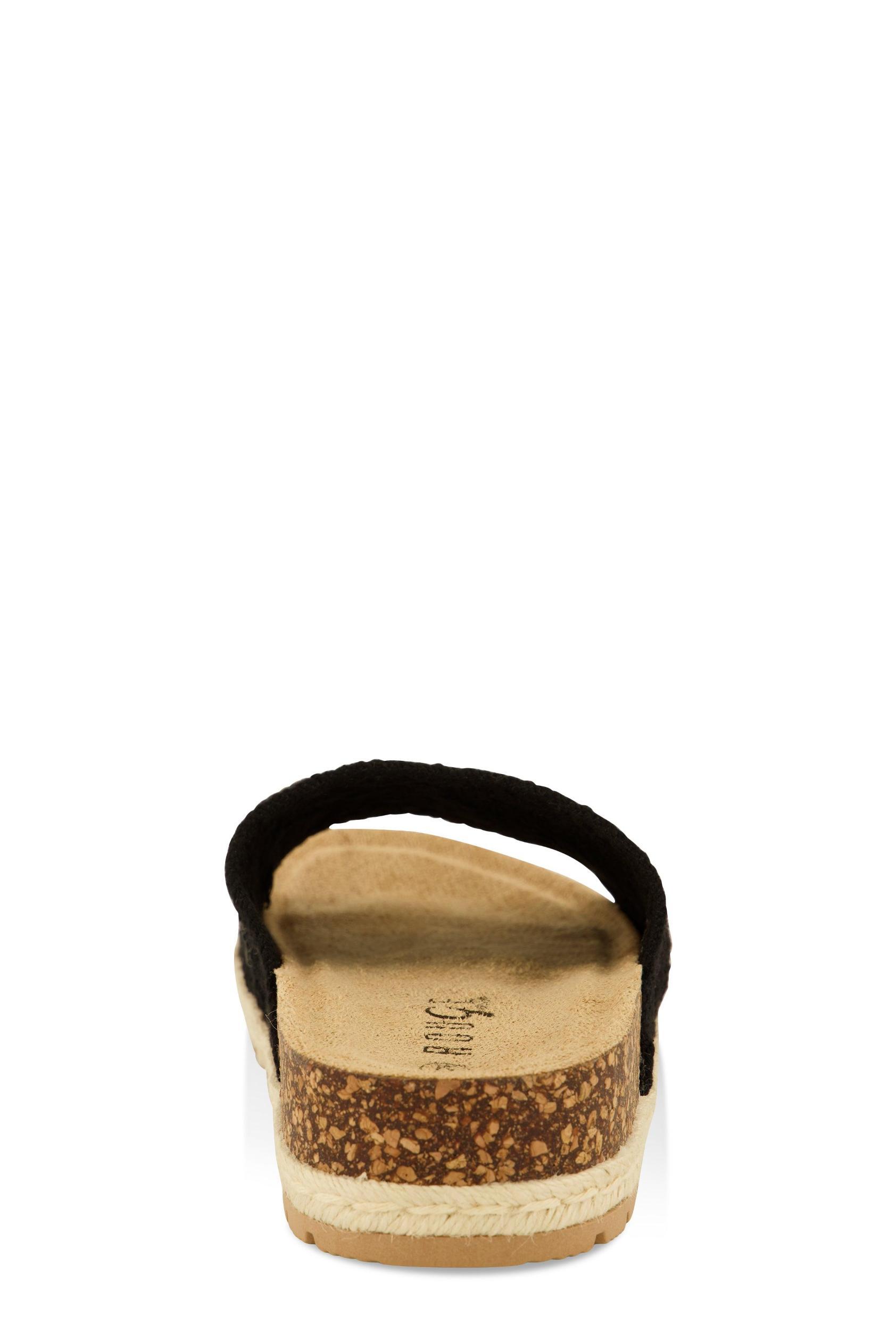 Womens Crochet Band Low Platform Slide Sandals Product Image