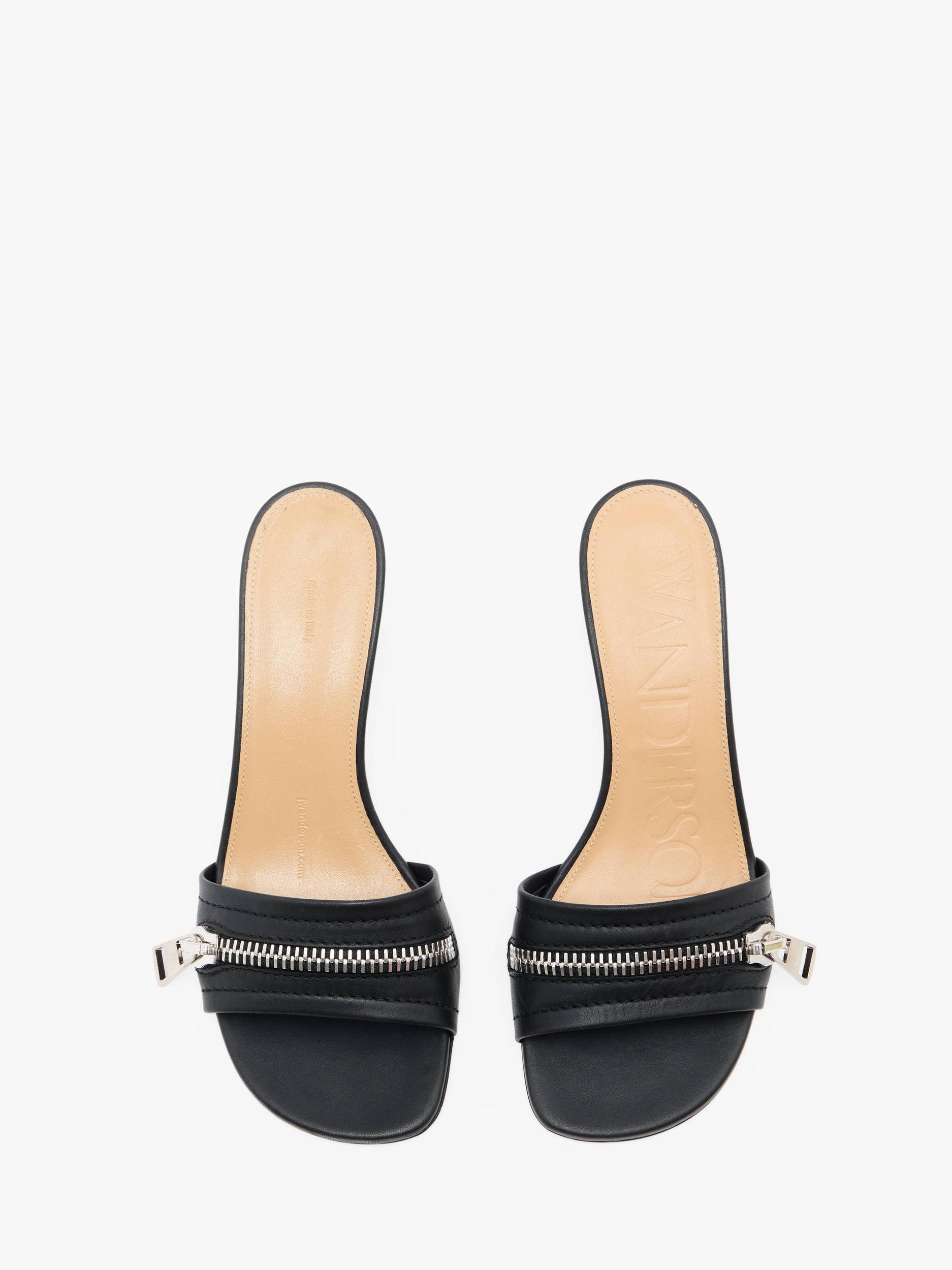 LEATHER BIKER HEEL SANDAL Product Image