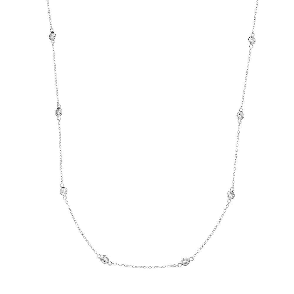 Sterling Silver Cubic Zirconia Station Necklace, Womens Product Image