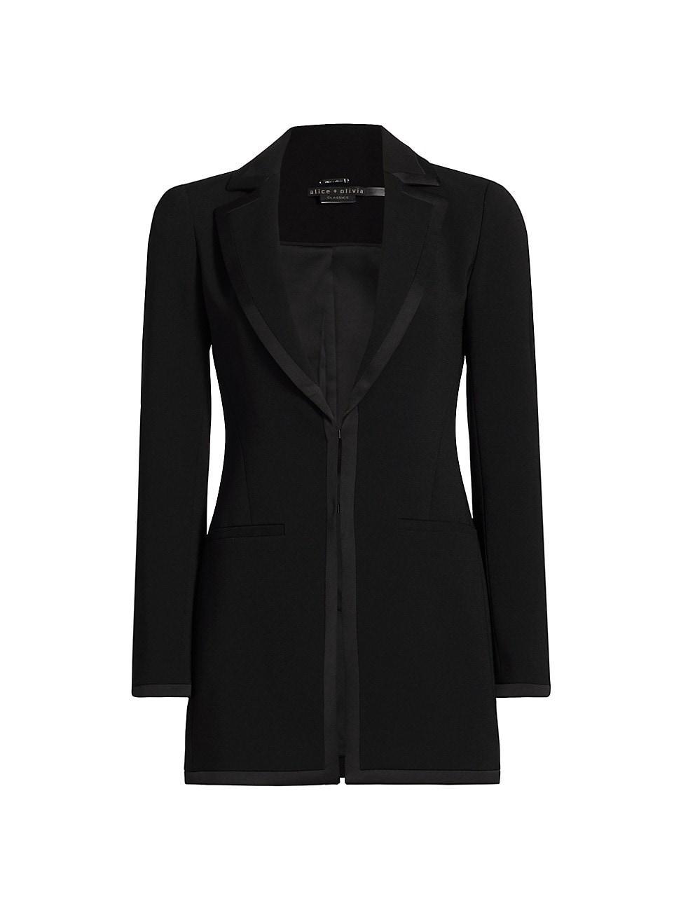 Womens Mya Satin-Trim Long Blazer Product Image