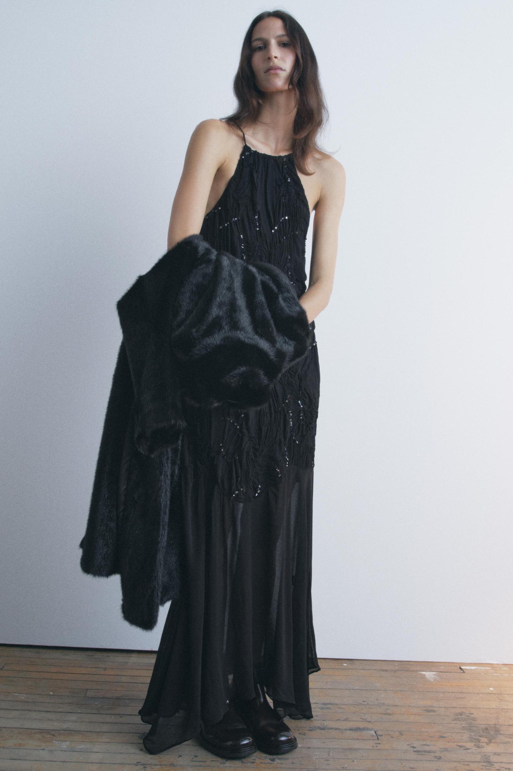 SEQUIN HALTER DRESS ZW COLLECTION Product Image