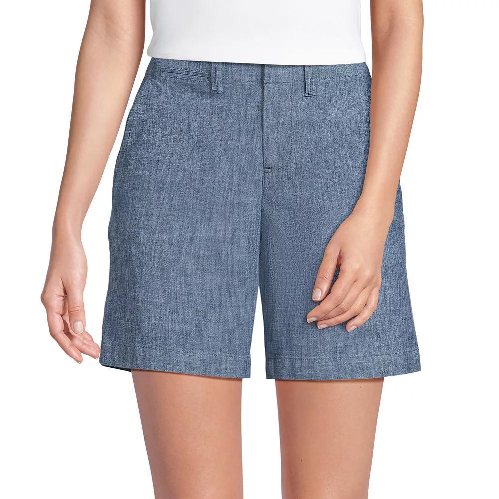 Women's Lands' End Elastic Back Classic Chino Shorts, Size: 12, Evening  Chambray Product Image