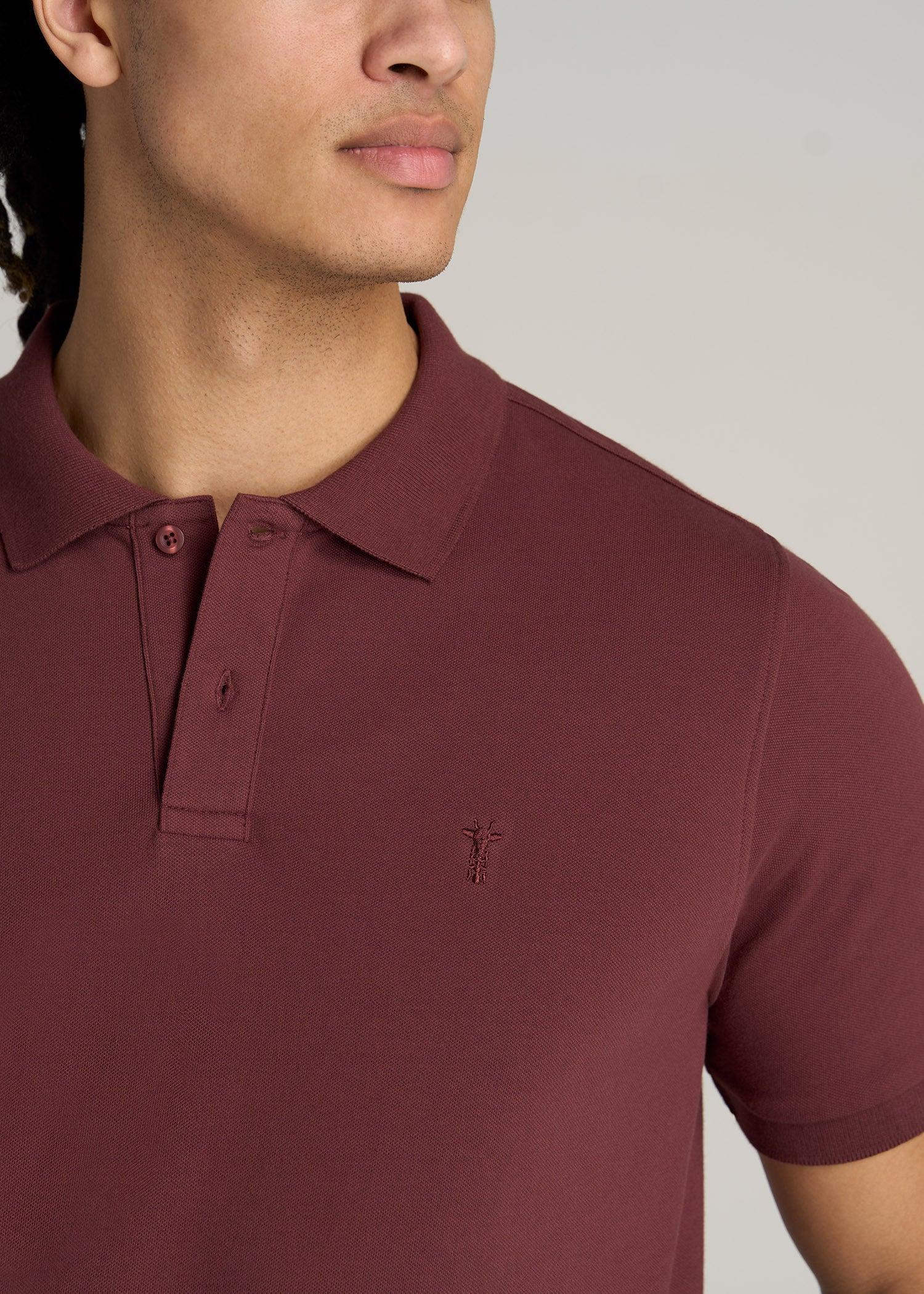 Men's Tall Classic Polo with Embroidered Logo in Cherry Brown Product Image