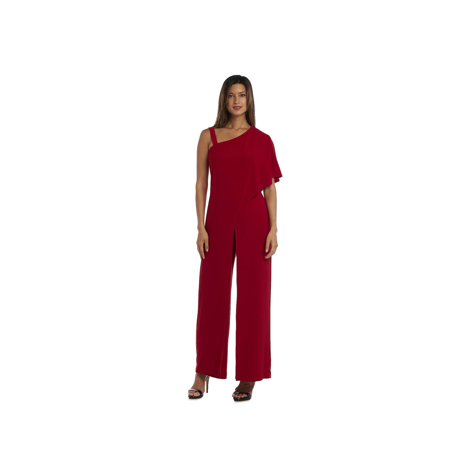 Women's R&M Richards One-Shoulder Drape Panel Jumpsuit, Size: 12, Red Product Image