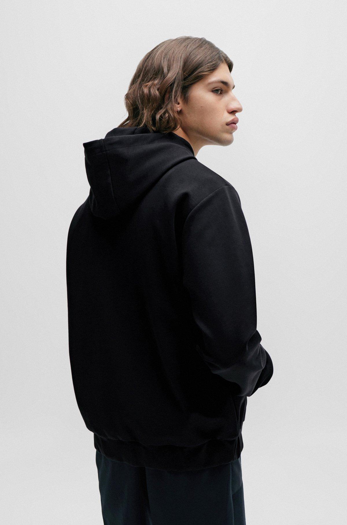 Relaxed-fit hoodie in stretch cotton with contrast pocket Product Image