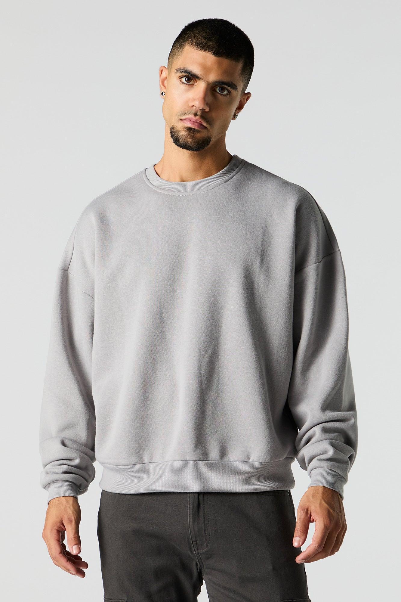 Boxy Crewneck Fleece Sweatshirt Male Product Image