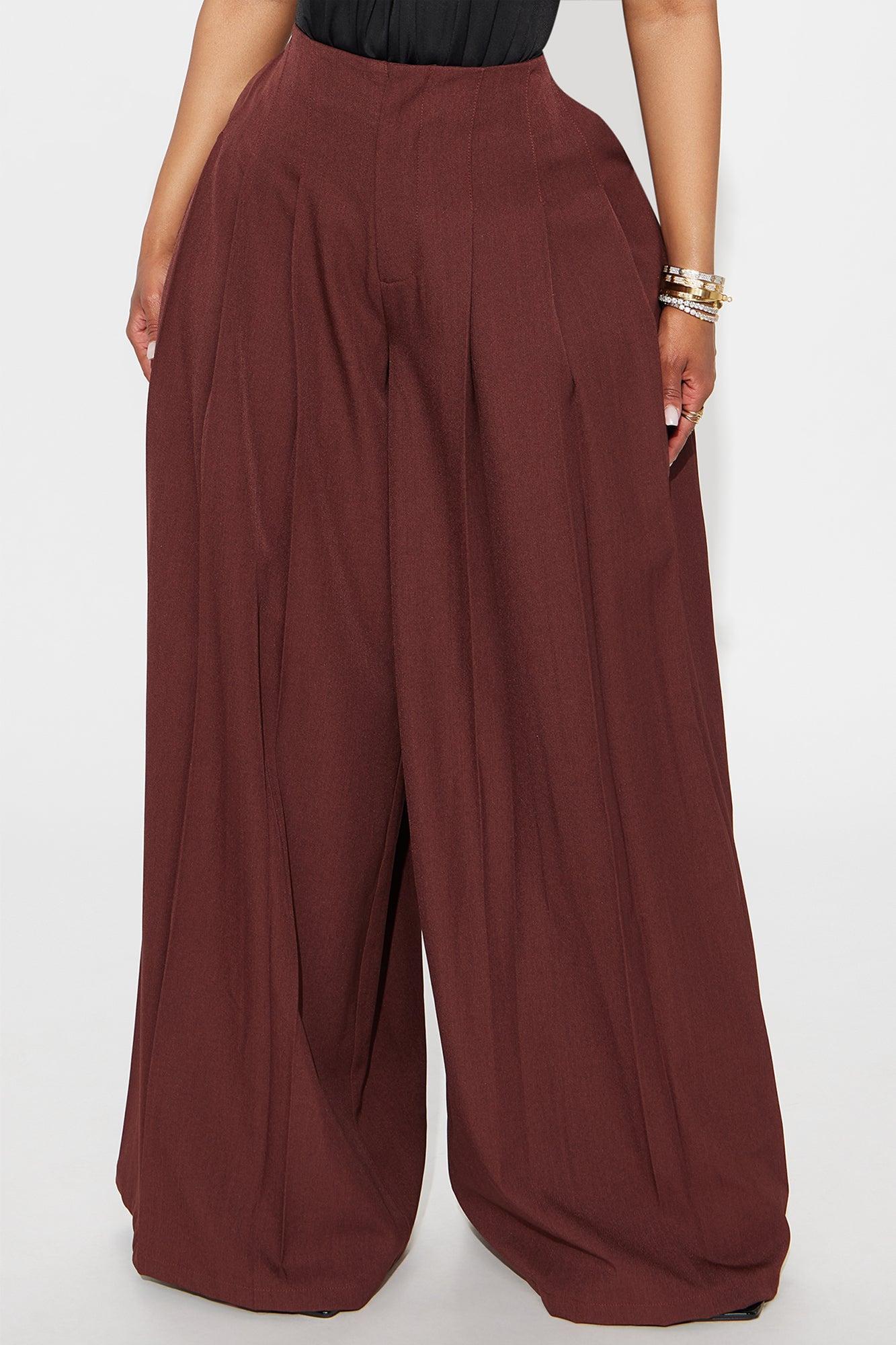 Florence Pleated Wide Leg Pant - Chocolate Product Image