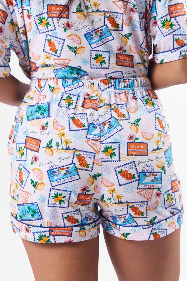 Under the Stars Postcards Pajama Shorts Product Image
