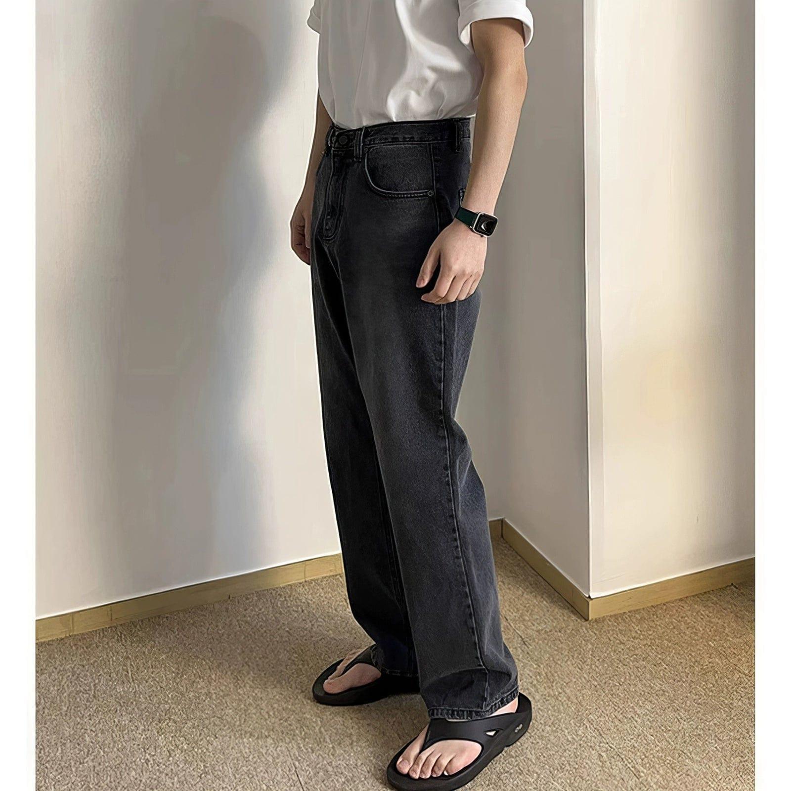 RT No. 11803 BLACK DENIM STRAIGHT JEANS Product Image