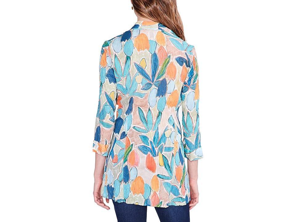 NIC+ZOE Citrus Grove Long Crinkle Shirt Multi) Women's Clothing Product Image
