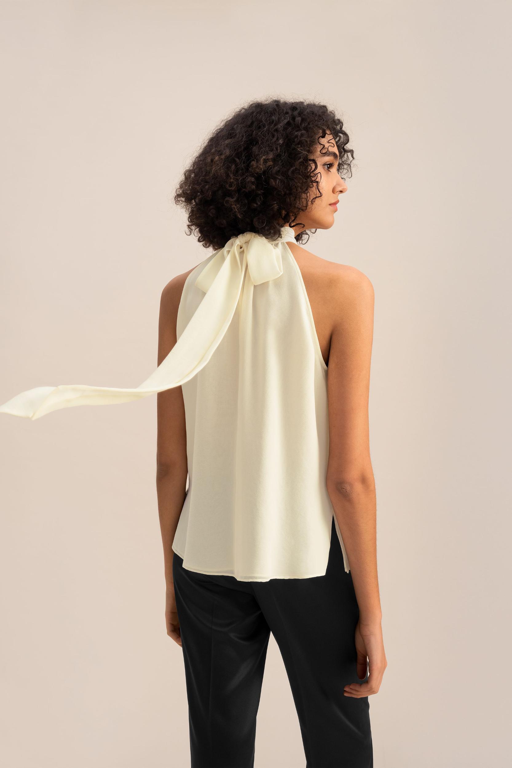 Silk Georgette Halter Neck Top Product Image