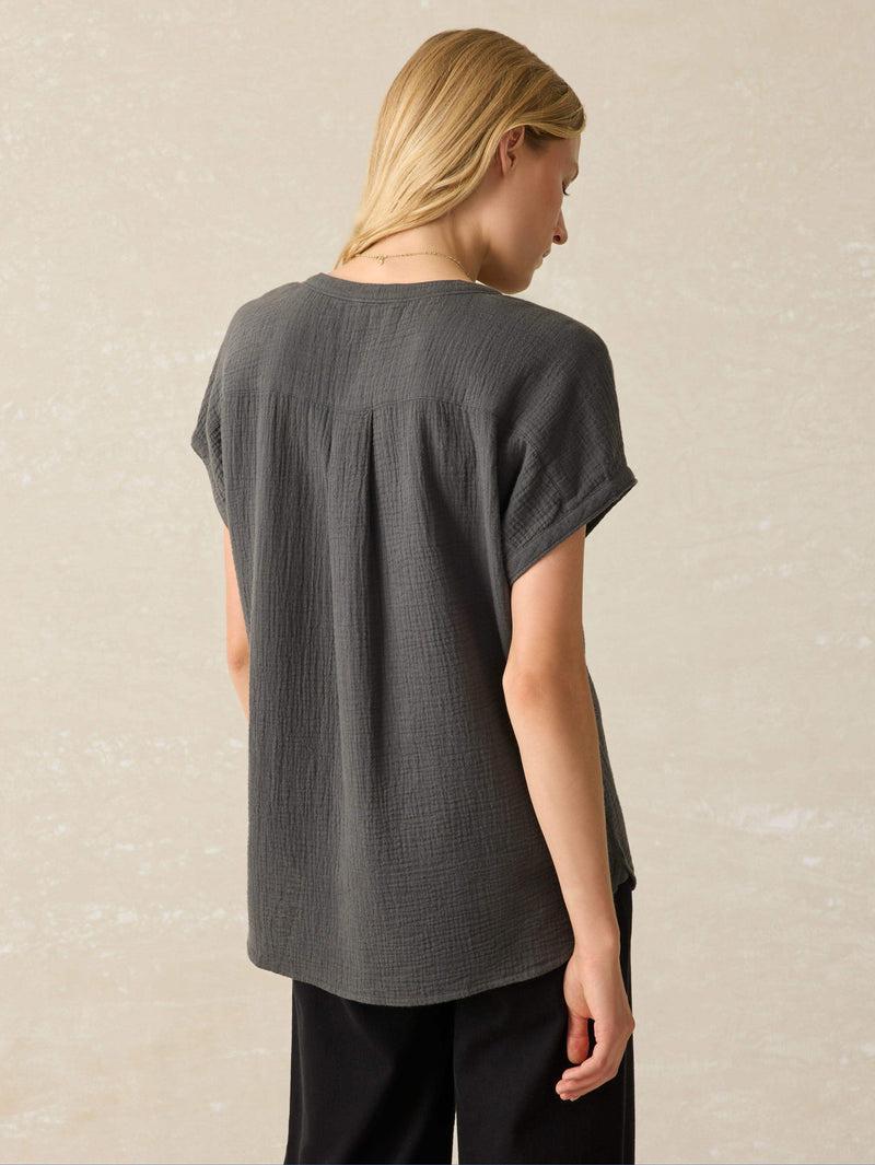 Dream Cotton Gauze Desmond Top - Washed Black Product Image