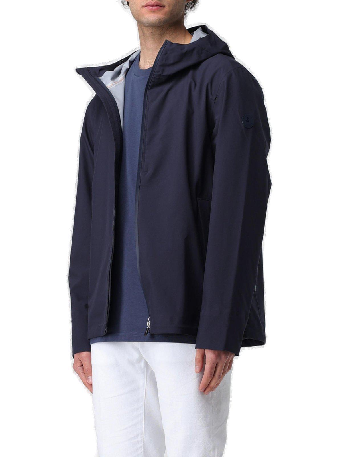 SAVE THE DUCK Jari Logo Patch Hooded Jacket In Blue Black Product Image