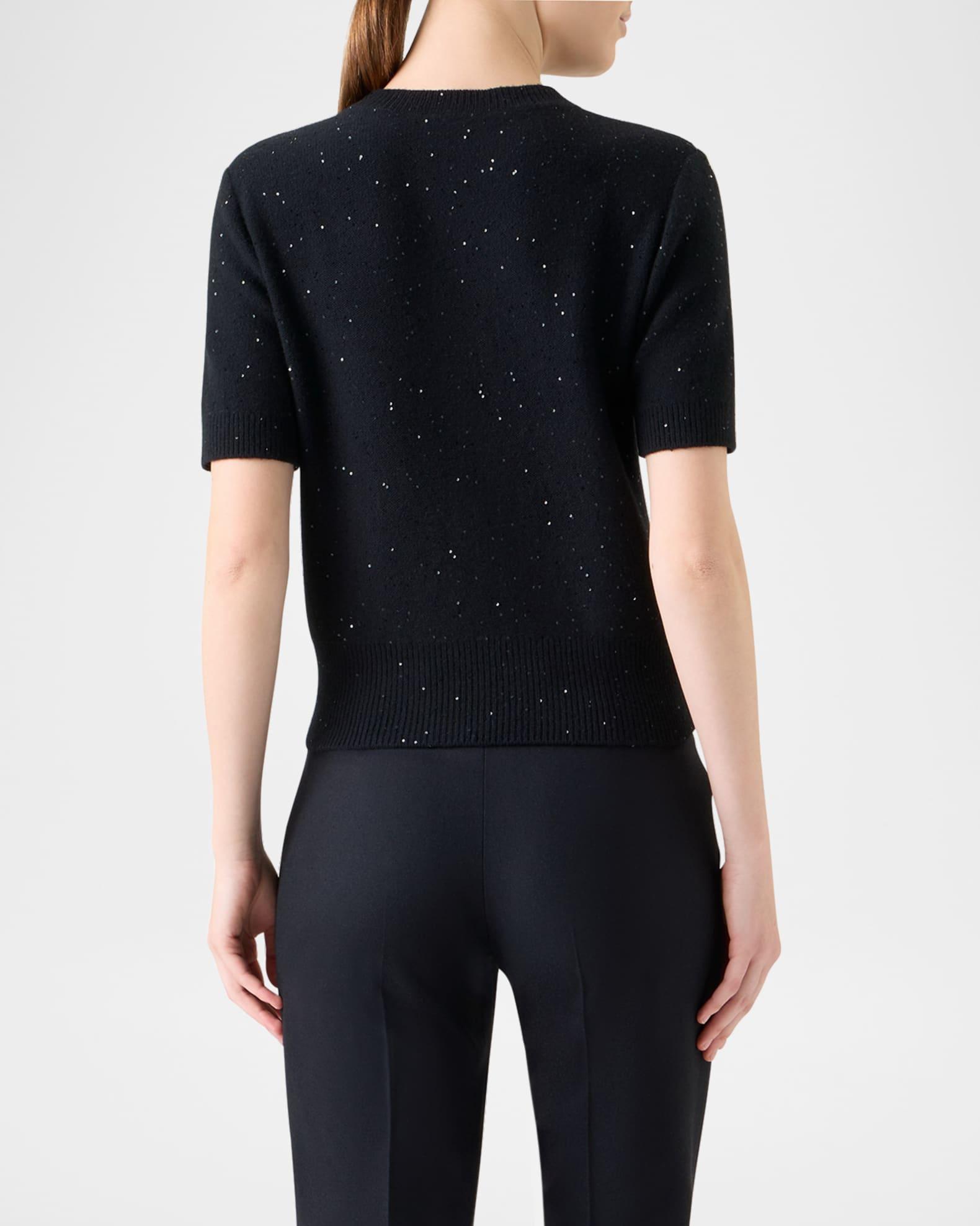 Wool-Cashmere Paillette Knit Short-Sleeve Sweater Product Image