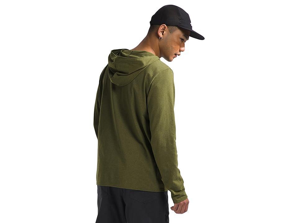 The North Face Men's L/S Heritage Patch Hoodie Tee (Forest Heather) Men's Clothing Product Image